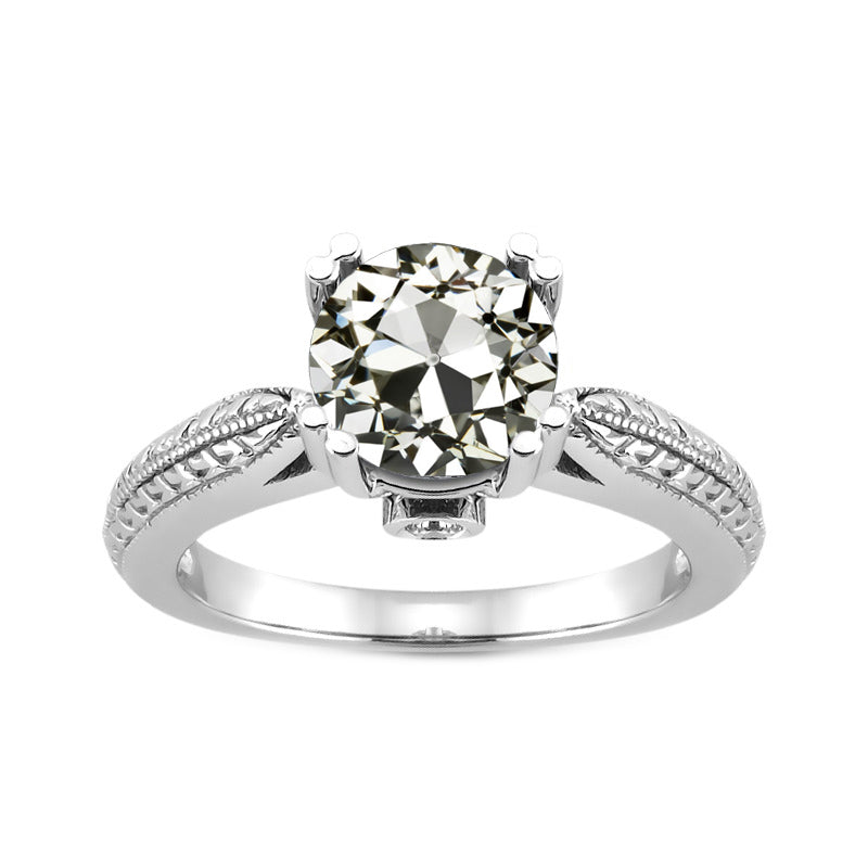 Antique Cushion Brilliant Diamond ring in 14K White Gold – main view