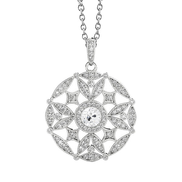 Drop Pendant 14 Karat White Gold with Fine Diamond – main view