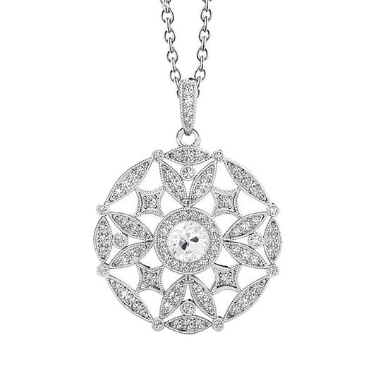 Drop Pendant 14 Karat White Gold with Fine Diamond – main view