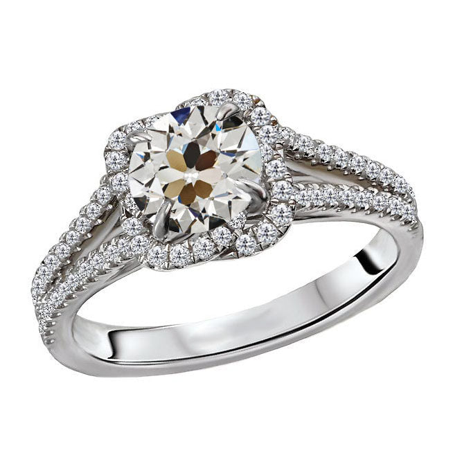 Real Brilliant Diamond Halo Setting Ring 4 ct 14K White Gold – main view