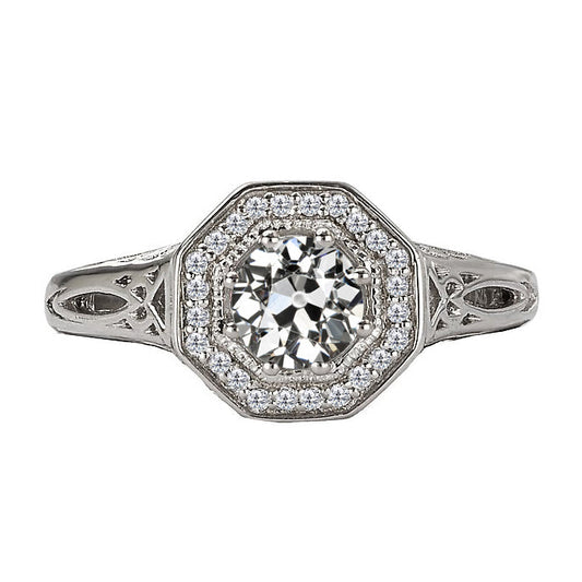Earth-Mined Fine Diamond Halo Ring – main view