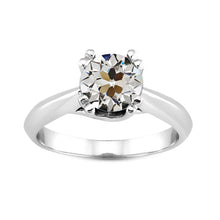 Diamond Antique Cushion Single Stone Ring in 14 Karat White Gold – main view