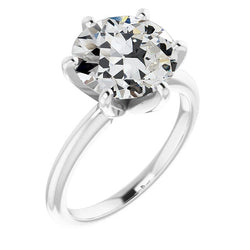 Genuine Old Mine Cut Brilliant Diamond Solitaire Engagement Ring