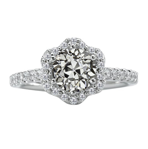 Real Fine Diamond Solitaire Ring with Accents 1.50 ct 14K White Gold – main view