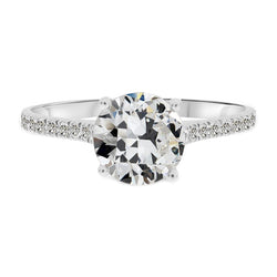 Real Fine Diamond Solitaire with Side Stones – 14K White Gold