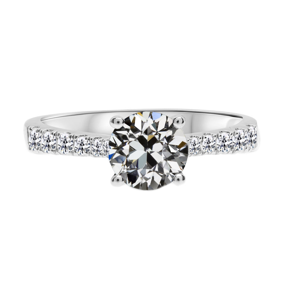 Antique Cushion Brilliant Diamond ring in 14K White Gold – main view