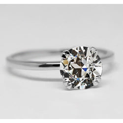 Antique European Single Stone Ring – Diamond 2 ct 14K White Gold