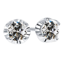Diamond Old Mine Cut Drop Earrings in 14 Karat White Gold – main view