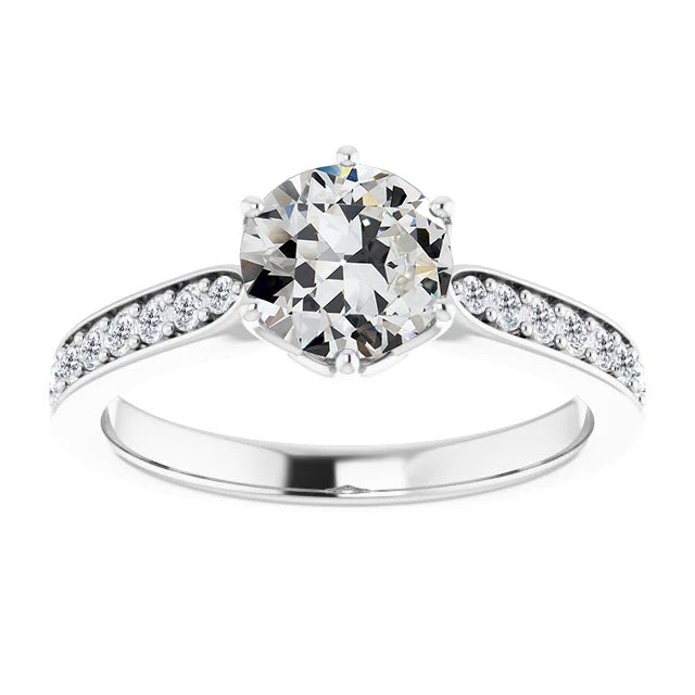 Fine Diamond Solitaire Ring with Accents 2.50-ct 14K White Gold – main view