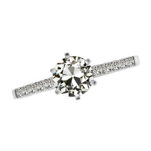 Brilliant Diamond Old Mine Cut Single Stone Ring in 14 Karat White Gold – main view
