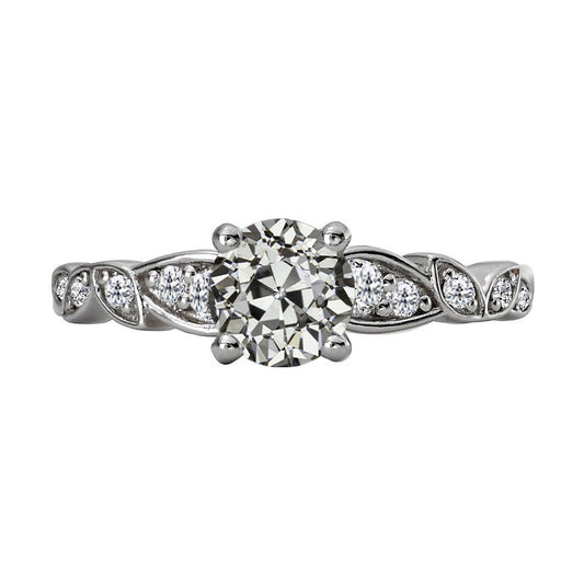 Fine Diamond Old Mine Cut Bridal Ring in 14K White Gold – main view