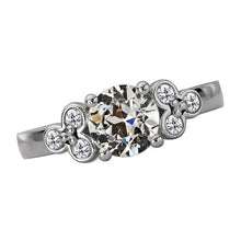 Brilliant Diamond Antique Cushion Accent Solitaire Ring in 14K White Gold – main view