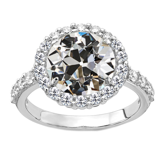 Fine Diamond Halo Engagement Ring 3-ct 14K White Gold – main view