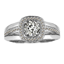 14 Karat White Gold Antique Cushion Fine Diamond Halo Engagement