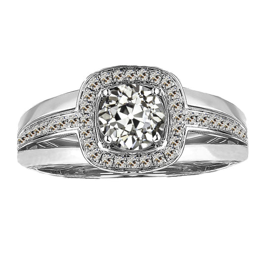 Authentic Fine Diamond Halo Engagement Ring 2 ct 14 Karat White Gold – main view