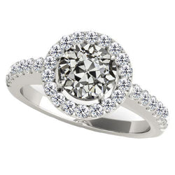 14 Karat White Gold Old Mine Cut Brilliant Diamond Halo