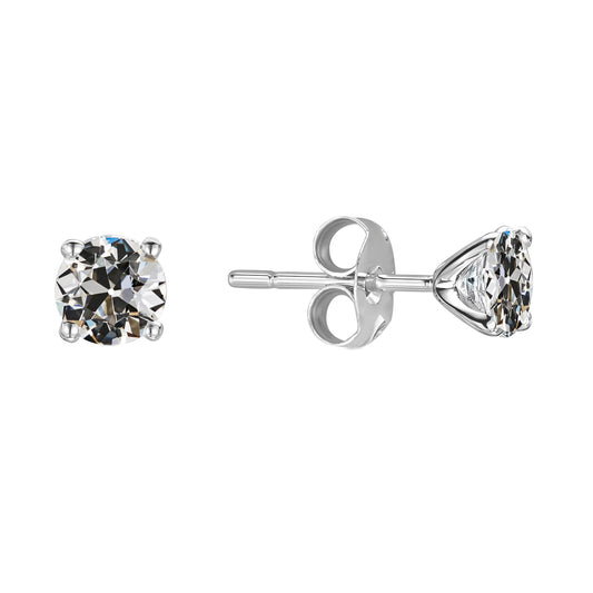 Old Mine Cut Brilliant Diamond ring in 14 Karat White Gold – main view
