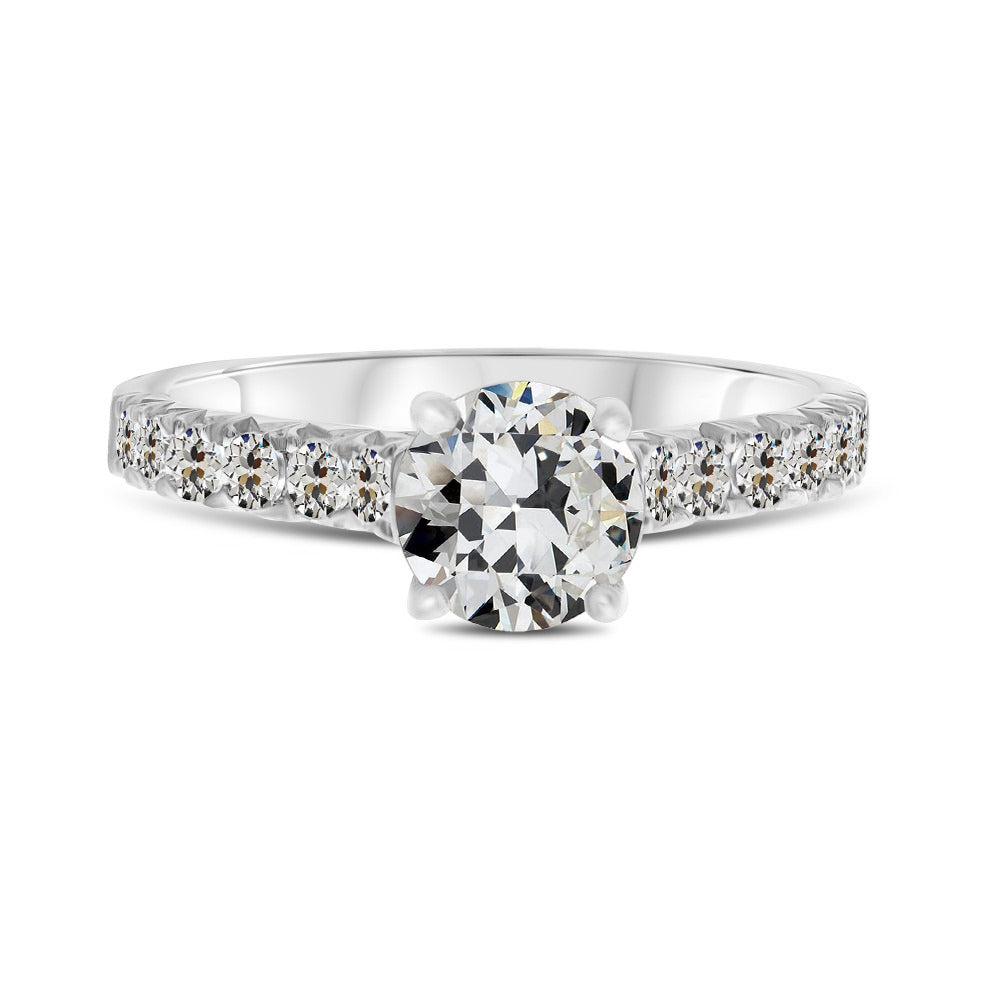 Antique Cushion Fine Diamond ring in 14K White Gold – main view