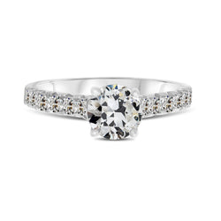 Luxurious Old Mine Cut Fine Diamond Solitaire with Side Stones