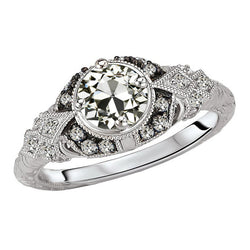 Antique Cushion Bridal Ring – Diamond 3 ct 14 Karat Two Tone Gold
