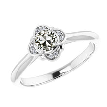 Brilliant Diamond Old Mine Cut Halo Engagement Ring in 14K White Gold – main view