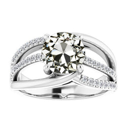 Old Mine Cut Brilliant Diamond Accent Solitaire Ring 2 ct – 14K