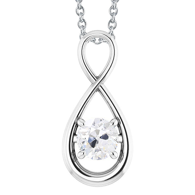 Brilliant Diamond Antique Cushion Drop Pendant in 14K White Gold – main view