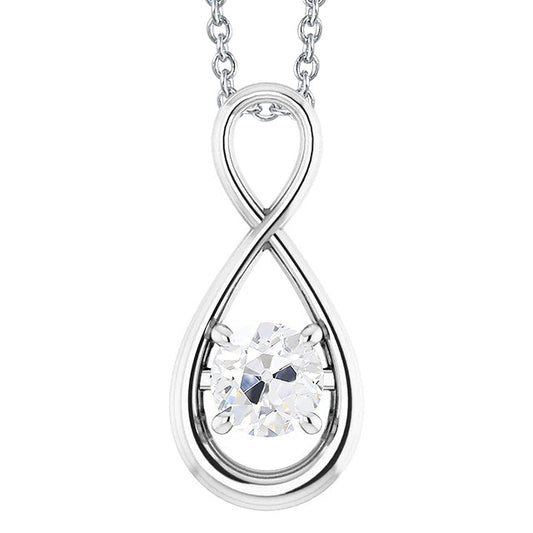 Brilliant Diamond Antique Cushion Drop Pendant in 14K White Gold – main view