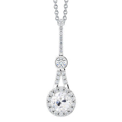 Pendant Necklace 14K White Gold – Brilliant Diamond Old Mine Cut