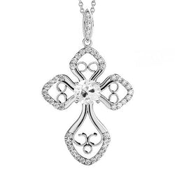 Dazzling Cross Fine Diamond Drop Pendant – 1 ct 14K White Gold