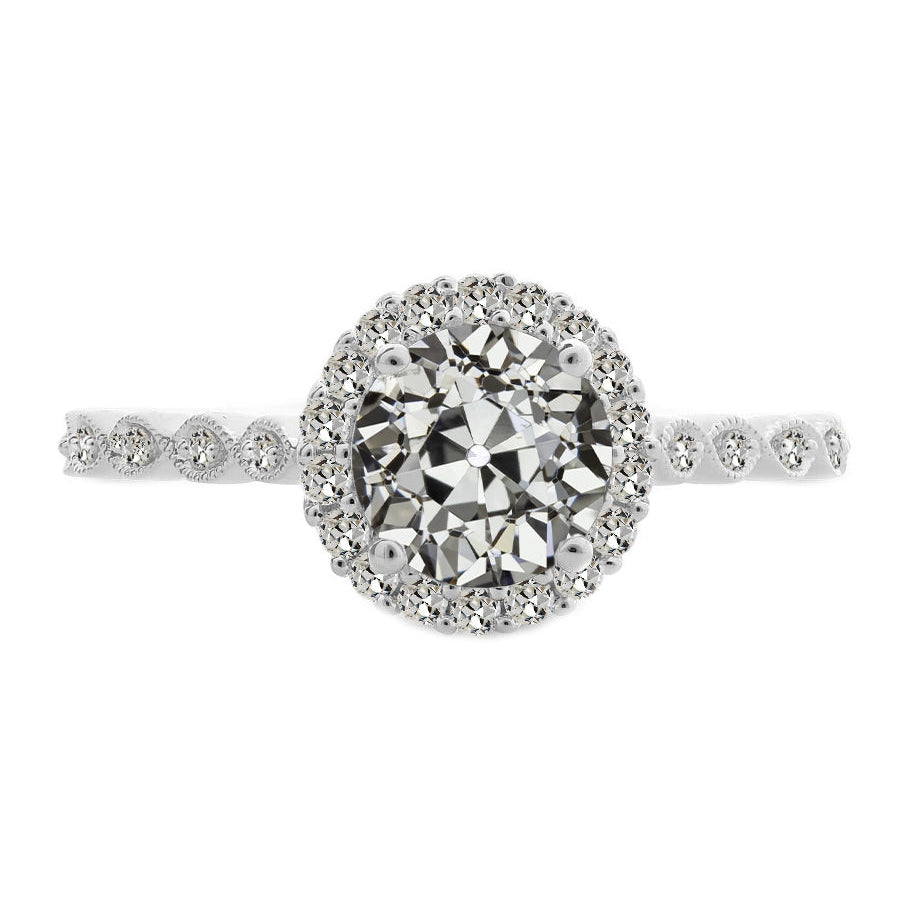 Antique Cushion Diamond ring in 14K White Gold – main view