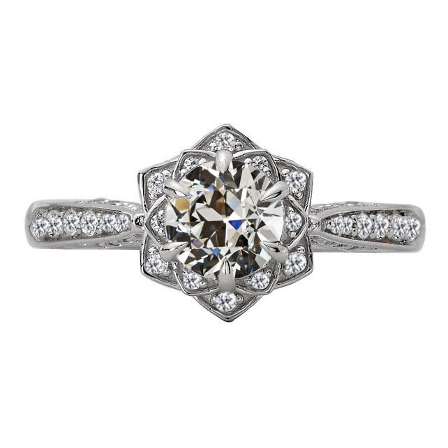Fine Diamond Halo Ring 4-ct 14 Karat White Gold – main view