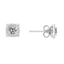 Diamond Antique Cushion Earrings in 14K White Gold – main view