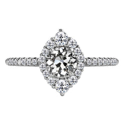14K White Gold Diamond Halo Setting Ring – 3.50-ct Old Mine Cut