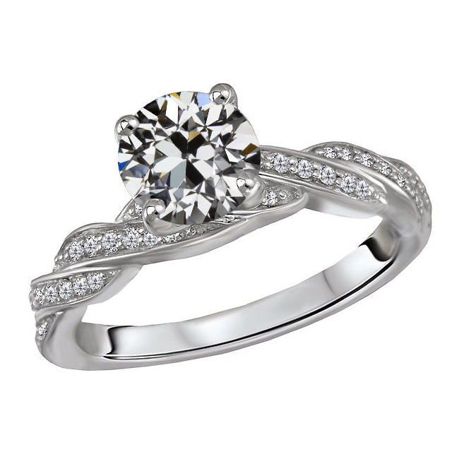 Diamond Antique Cushion Anniversary Ring in 14 Karat White Gold – main view