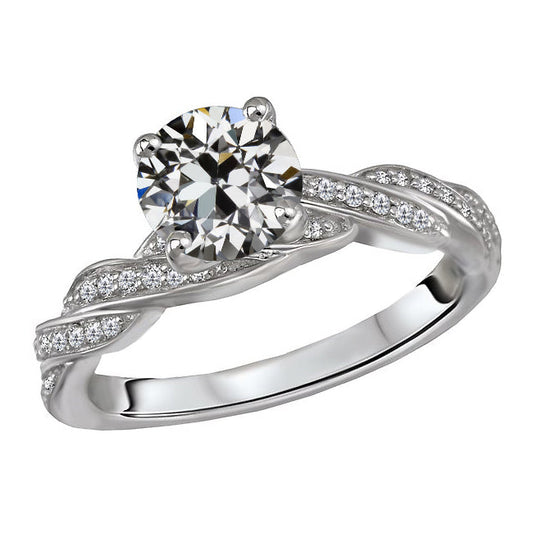 Diamond Antique Cushion Anniversary Ring in 14 Karat White Gold – main view