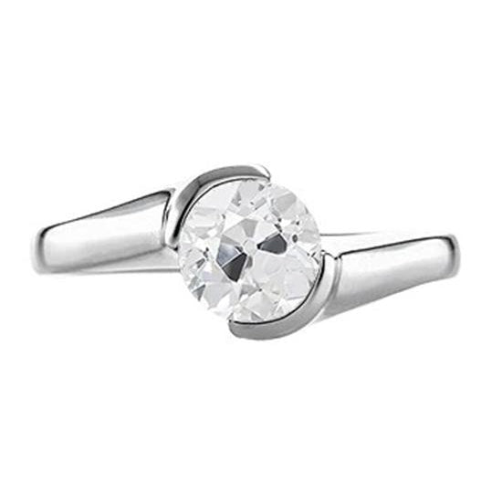 Round Old Miner Genuine Natural Earth Mined Diamond Solitaire Ring Twisted Style 1 Carat