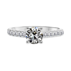 Handcrafted Fine Diamond Solitaire Ring with Accents 1.50 ct