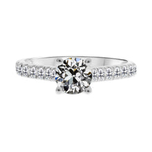 Solitaire Ring with Accents 14 Karat White Gold with Fine Diamond – main view