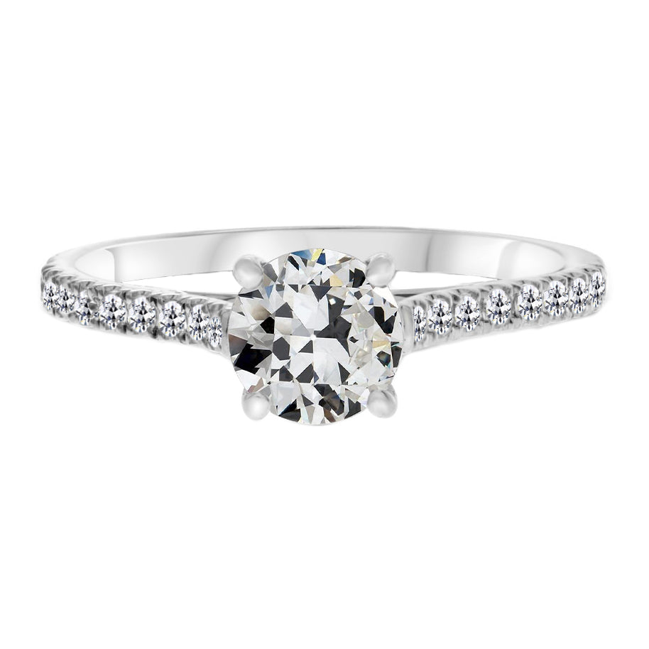 Brilliant Diamond Solitaire Ring with Accents 2-ct 14K White Gold – main view