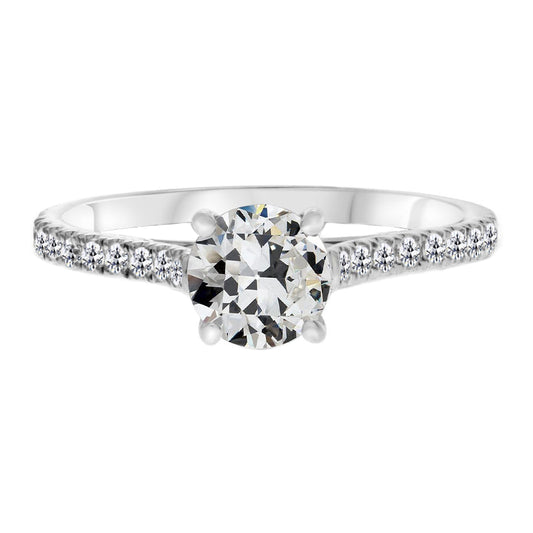 Brilliant Diamond Solitaire Ring with Accents 2-ct 14K White Gold – main view