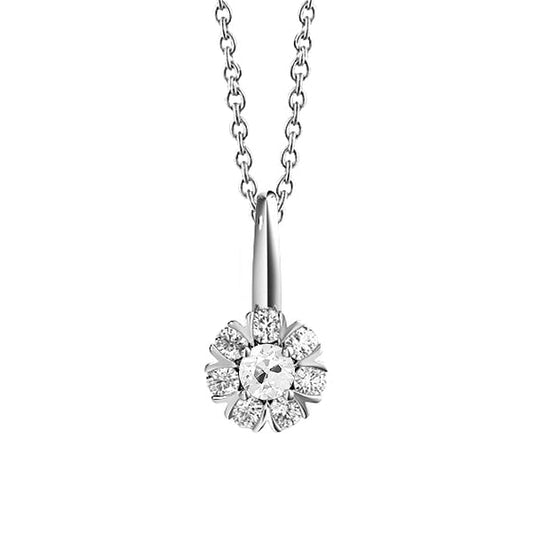 Diamond Old Mine Cut Drop Pendant in 14 Karat White Gold – main view