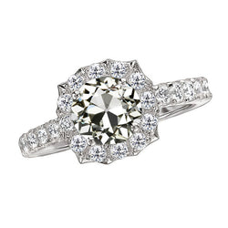 14K White Gold Diamond Solitaire Ring with Accents – 3-ct Old