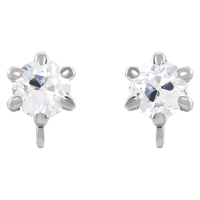 Genuine Fine Diamond Earrings 4 ct 14 Karat White Gold – main view