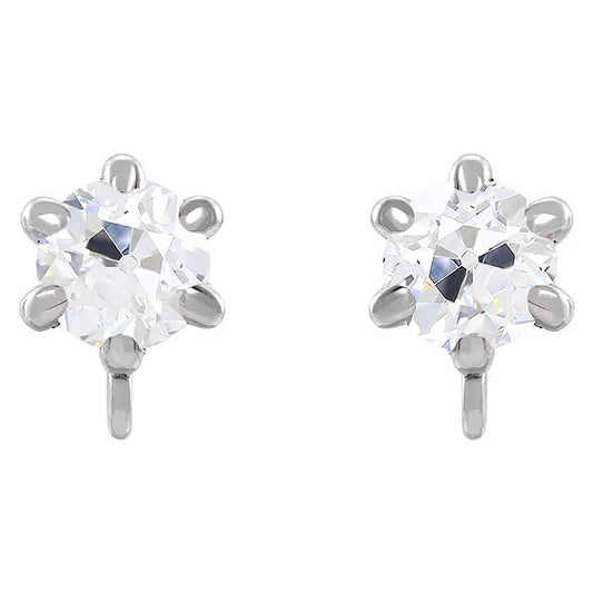 Genuine Fine Diamond Earrings 4 ct 14 Karat White Gold – main view
