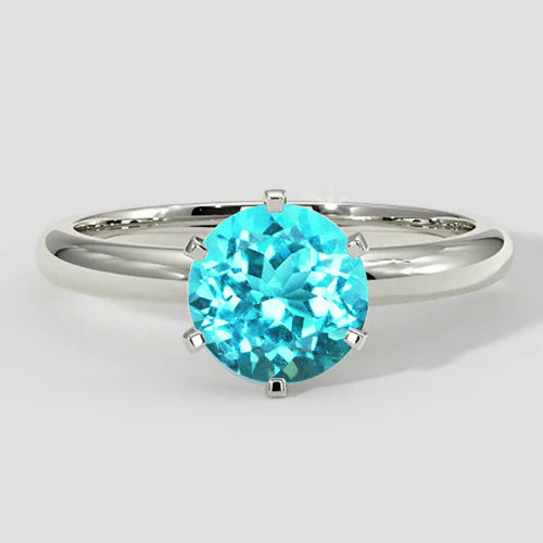 Round Paraiba Tourmaline Engagement Ring