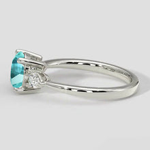 Round Paraiba Tourmaline Ring Three-Stone