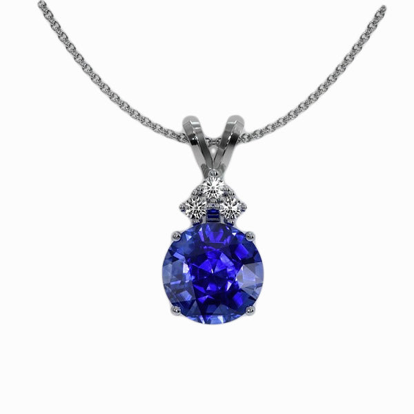 Genuine Cornflower Blue Sapphire Stone Pendant Necklace – main view