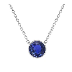 14K White Gold Stone Pendant Necklace with Cornflower Blue