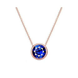 14 Karat Rose Gold Bezel Set Blue Sapphire Precious Stone